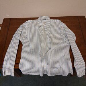 Breuer Blue and White Striped Button Down, Size Large